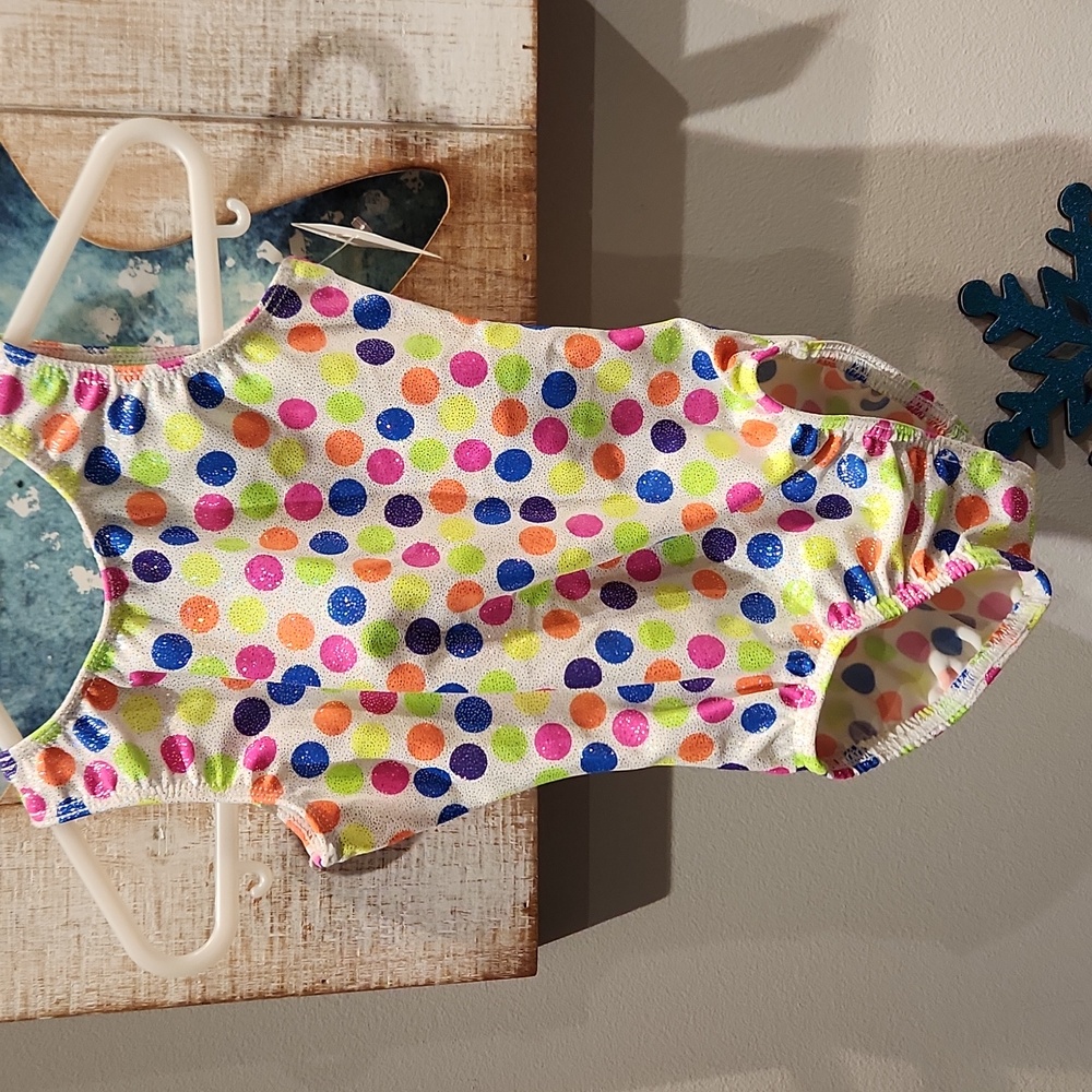 EUC Motion Wear Colorful Polka Dot Dance Bodysuit Sz XS Child (3-4)